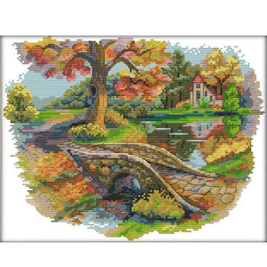 Joy Sunday - Autumn Scenery - 36*30CM 14CT 2 Stamped Cross Stitch