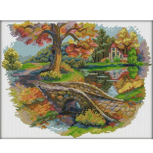 Joy Sunday - Autumn Scenery - 36*30CM 14CT 2 Stamped Cross Stitch