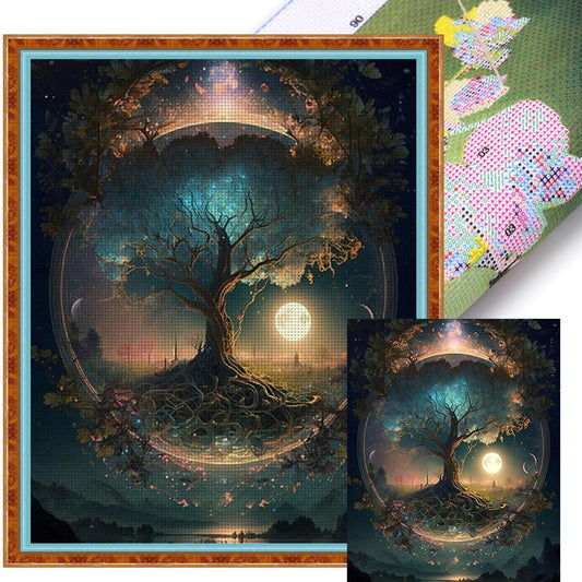 Time Tree Of Life - Full 11CT Stamped Cross Stitch 45x55CM - Huacan