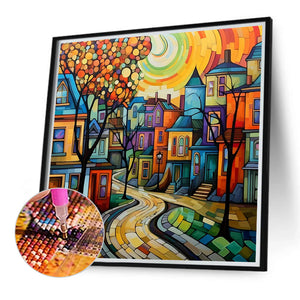 Colorful House 40*40CM(Canvas) Full Round Drill Diamond Painting