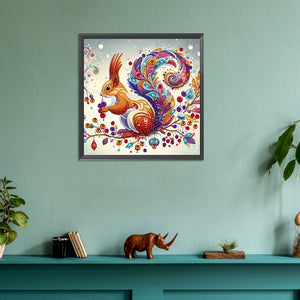 Painted Indian Squirrel 30*30CM(Canvas) Partial Special Shaped Drill Diamond Painting