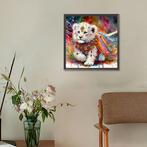 Painted Indian Lion 30*30CM(Canvas) Partial Special Shaped Drill Diamond Painting