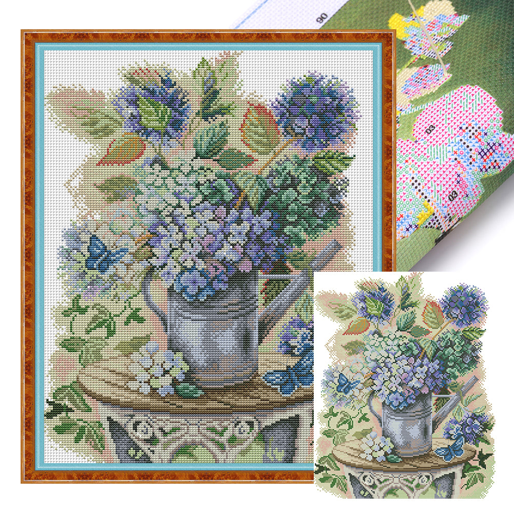 Joy Sunday - Flower-Filled Jug - 35*42CM 14CT 2 Stamped Cross Stitch