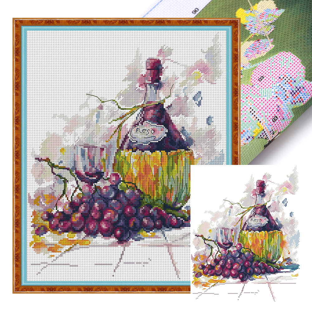 Joy Sunday - Wine Three - 33*40CM 14CT 2 Stamped Cross Stitch