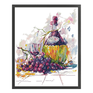 Joy Sunday - Wine Three - 33*40CM 14CT 2 Stamped Cross Stitch