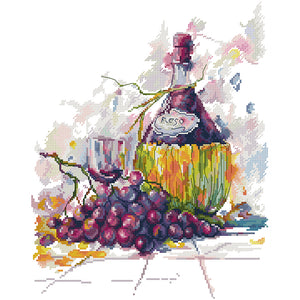 Joy Sunday - Wine Three - 33*40CM 14CT 2 Stamped Cross Stitch
