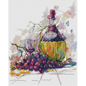 Joy Sunday - Wine Three - 33*40CM 14CT 2 Stamped Cross Stitch