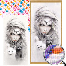 Load image into Gallery viewer, Girl And Cat 40*80CM(Picture) Full Round Drill Diamond Painting
