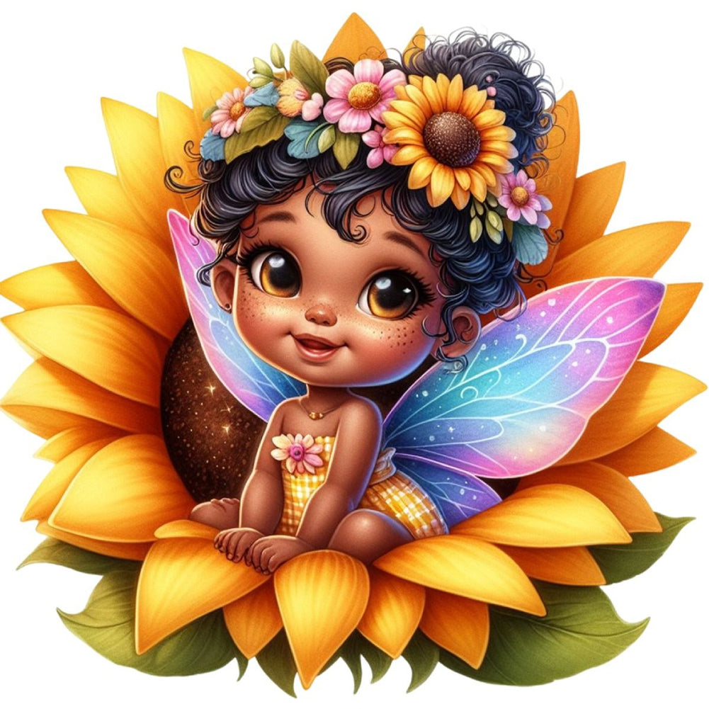 Sunflower Black Elf 30*30CM(Canvas) Full Round Drill Diamond Painting