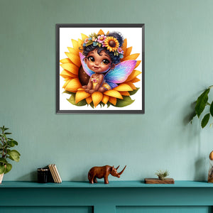 Sunflower Black Elf 30*30CM(Canvas) Full Round Drill Diamond Painting