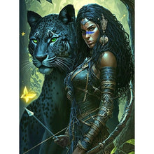 Load image into Gallery viewer, Woman And Leopard 30*40CM(Canvas) Full Round Drill Diamond Painting
