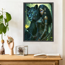 Load image into Gallery viewer, Woman And Leopard 30*40CM(Canvas) Full Round Drill Diamond Painting
