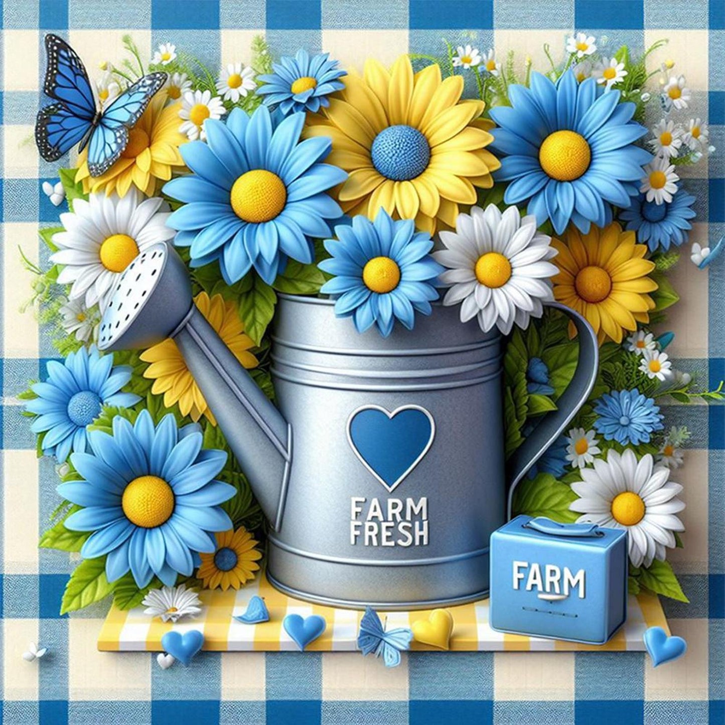 Fresh Flowers In Bucket - Full 11CT Stamped Cross Stitch 40x40CM - Yishu