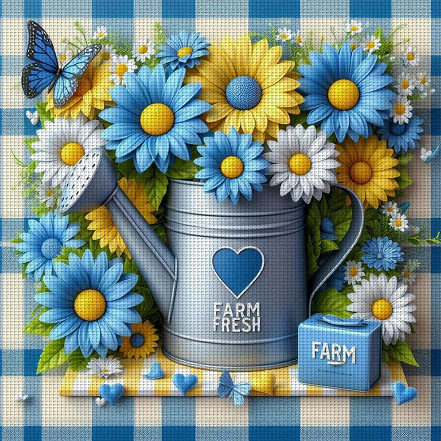 Fresh Flowers In Bucket - Full 11CT Stamped Cross Stitch 40x40CM - Yishu
