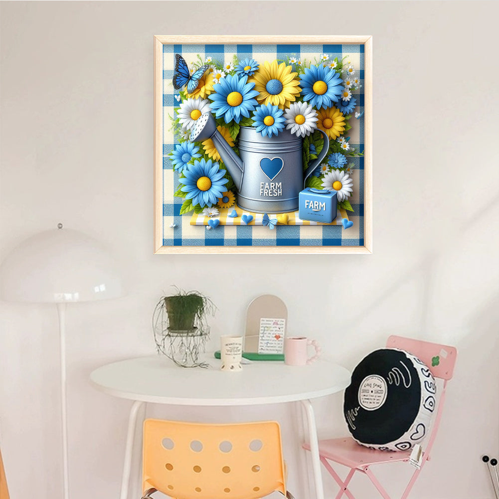 Fresh Flowers In Bucket - Full 11CT Stamped Cross Stitch 40x40CM - Yishu