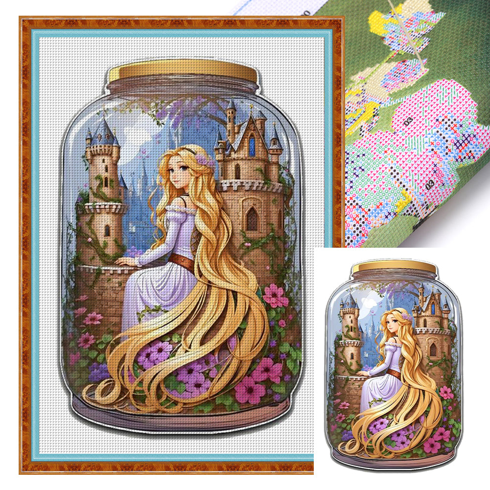 Yishu - Rapunzel In A Bottle - 40*60CM 11CT 3 Stamped Cross Stitch