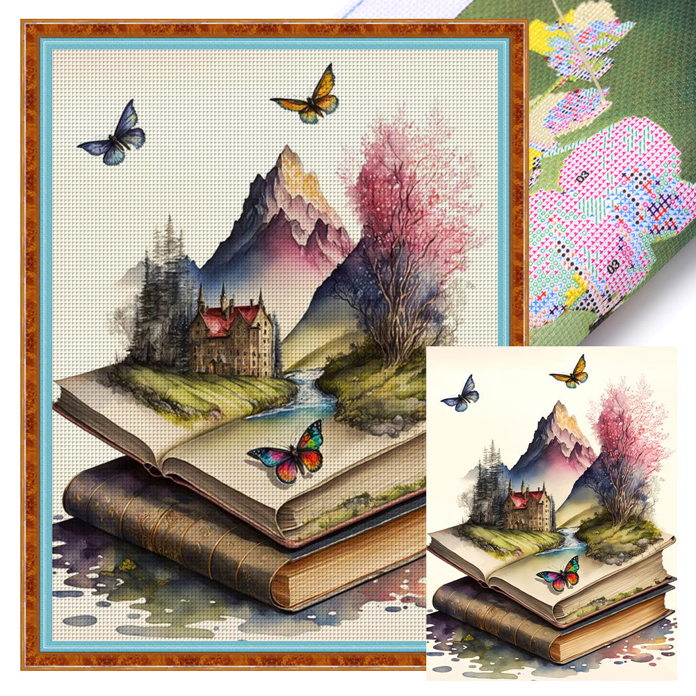 Yishu - Fantasy Scenery In A Book - 40*55CM 11CT 3 Stamped Cross Stitch