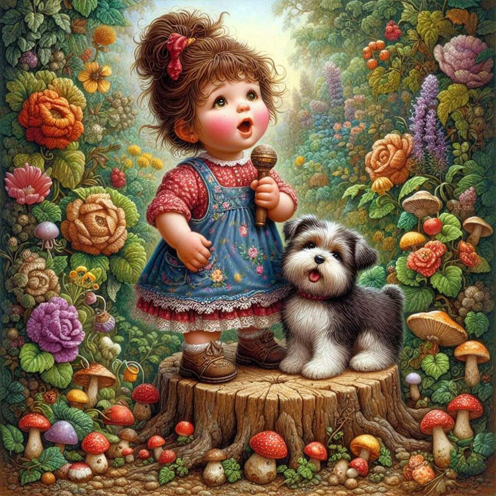 Garden Little Girl Performing 40*40CM(Canvas) Full Round Drill Diamond Painting