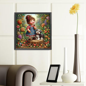 Garden Little Girl Performing 40*40CM(Canvas) Full Round Drill Diamond Painting