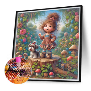 Garden Little Girl Performing 40*40CM(Canvas) Full Round Drill Diamond Painting