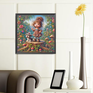 Garden Little Girl Performing 40*40CM(Canvas) Full Round Drill Diamond Painting