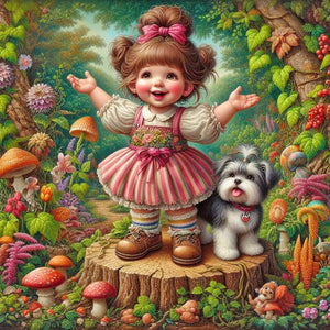 Garden Little Girl Performing 40*40CM(Canvas) Full Round Drill Diamond Painting