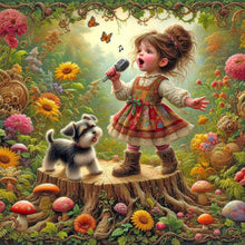 Load image into Gallery viewer, Garden Little Girl Performing 40*40CM(Canvas) Full Round Drill Diamond Painting
