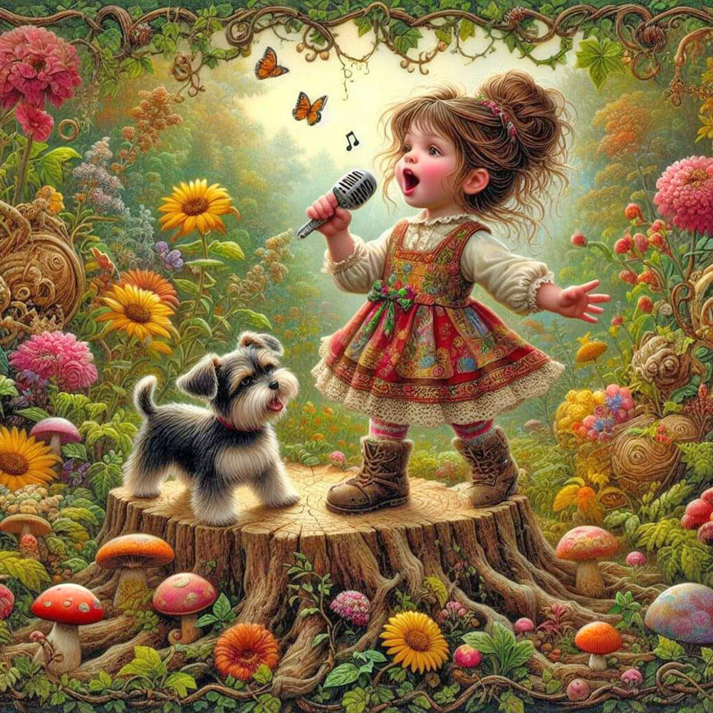 Garden Little Girl Performing 40*40CM(Canvas) Full Round Drill Diamond Painting