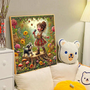 Garden Little Girl Performing 40*40CM(Canvas) Full Round Drill Diamond Painting