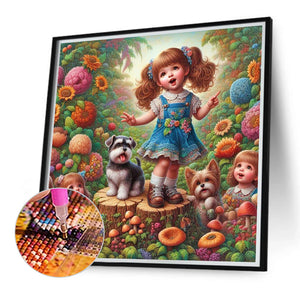 Garden Little Girl Performing 40*40CM(Canvas) Full Round Drill Diamond Painting