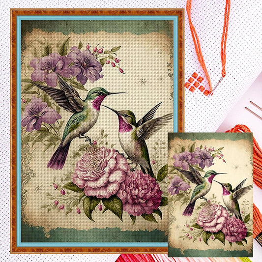 Hummingbird And Fresh Flowers - Full 11CT Counted Cross Stitch 40x60CM - Huacan