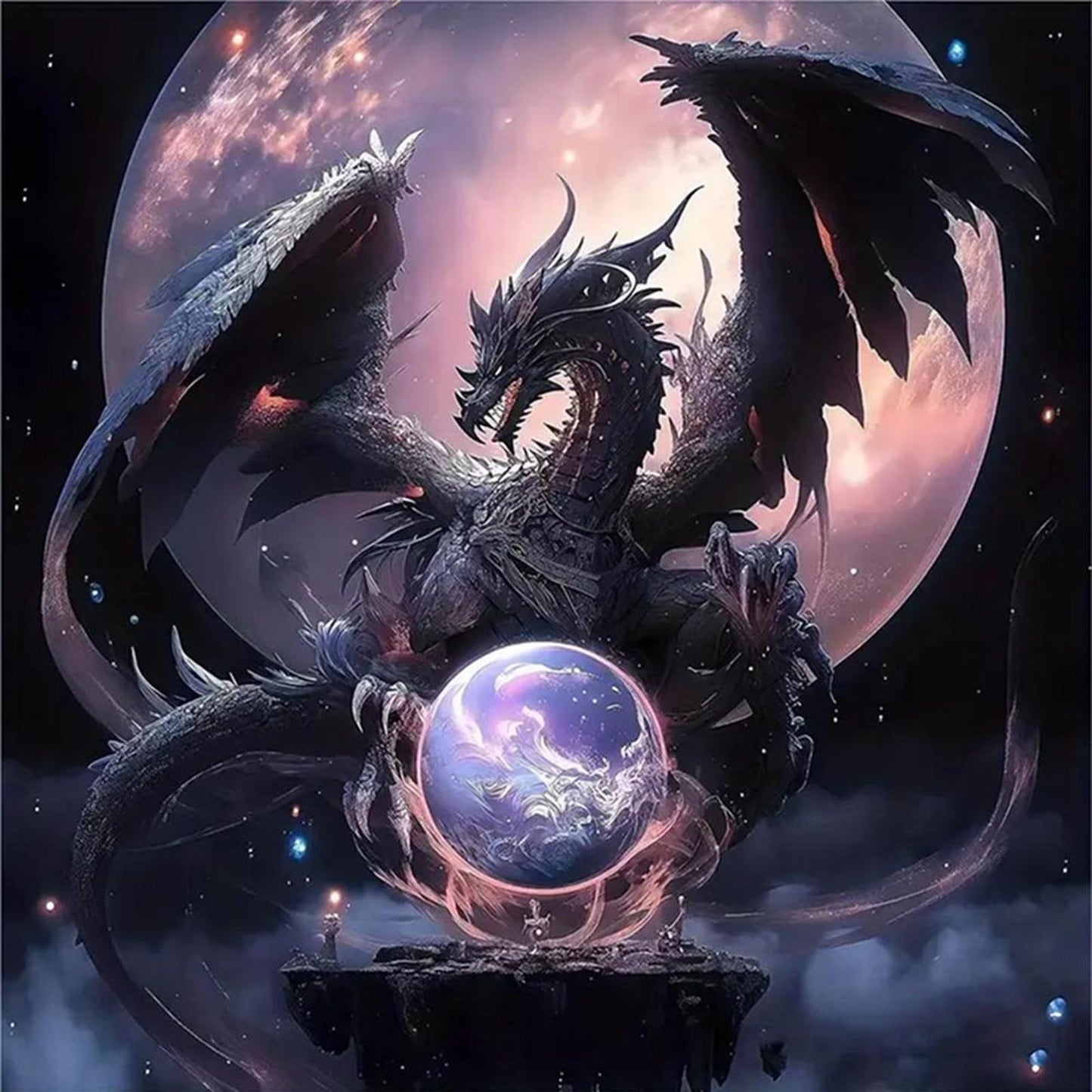 Dragon And Crystal Ball - Full 11CT Counted Cross Stitch 40x40CM - Yishu