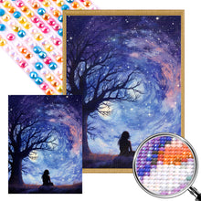 Load image into Gallery viewer, Back View Of A Girl Under A Starry Sky 30*40CM(Picture) Full Round Drill Diamond Painting
