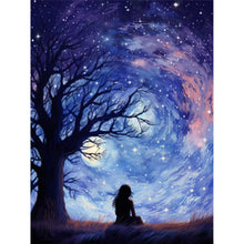 Load image into Gallery viewer, Back View Of A Girl Under A Starry Sky 30*40CM(Picture) Full Round Drill Diamond Painting

