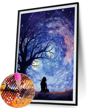 Load image into Gallery viewer, Back View Of A Girl Under A Starry Sky 30*40CM(Picture) Full Round Drill Diamond Painting
