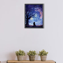 Load image into Gallery viewer, Back View Of A Girl Under A Starry Sky 30*40CM(Picture) Full Round Drill Diamond Painting
