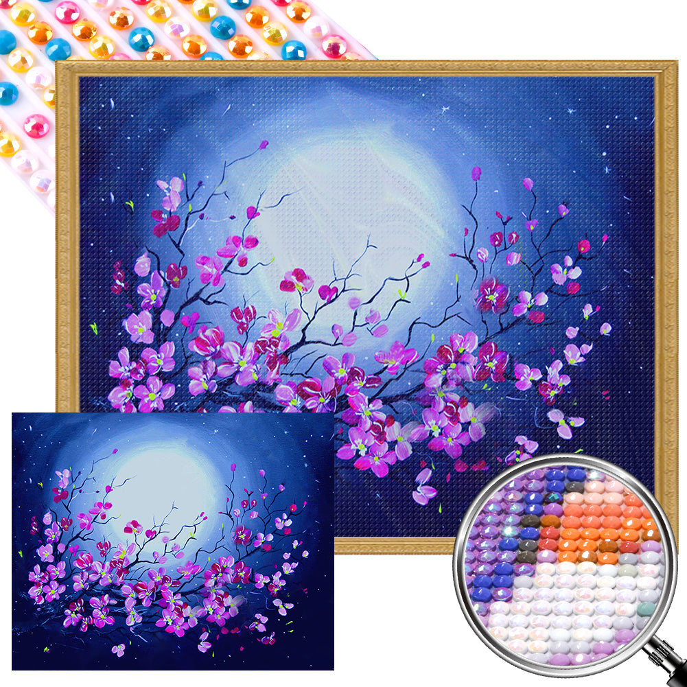 Flowers Under The Moon 50*40CM(Picture) Full Round Drill Diamond Painting