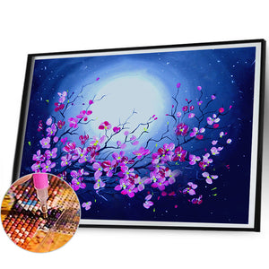 Flowers Under The Moon 50*40CM(Picture) Full Round Drill Diamond Painting
