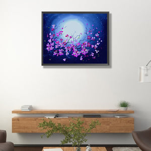 Flowers Under The Moon 50*40CM(Picture) Full Round Drill Diamond Painting