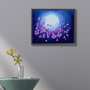 Flowers Under The Moon 50*40CM(Picture) Full Round Drill Diamond Painting