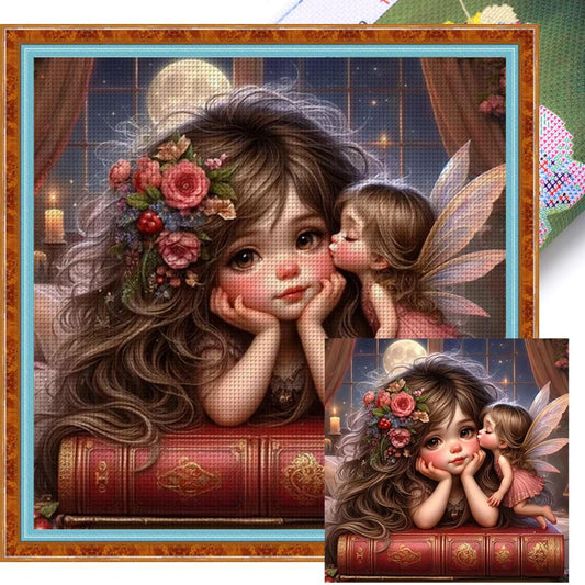 Girl - Full 11CT Stamped Cross Stitch 40x40CM - Yishu