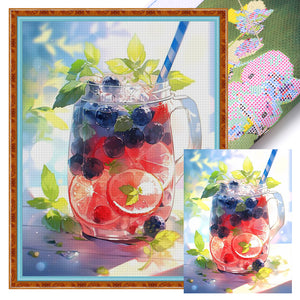 Yishu - Blueberry Lemon Tea - 40*56CM 11CT 3 Stamped Cross Stitch