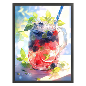 Yishu - Blueberry Lemon Tea - 40*56CM 11CT 3 Stamped Cross Stitch