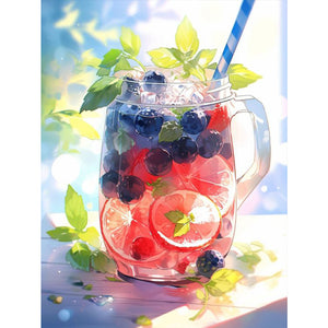 Yishu - Blueberry Lemon Tea - 40*56CM 11CT 3 Stamped Cross Stitch