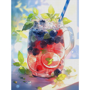 Yishu - Blueberry Lemon Tea - 40*56CM 11CT 3 Stamped Cross Stitch