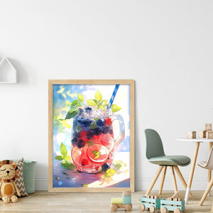 Yishu - Blueberry Lemon Tea - 40*56CM 11CT 3 Stamped Cross Stitch