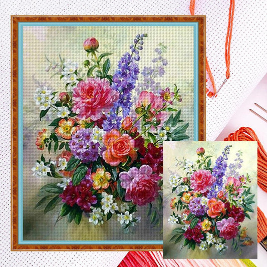 Flower - Full 11CT Counted Cross Stitch 36x46CM - Yishu