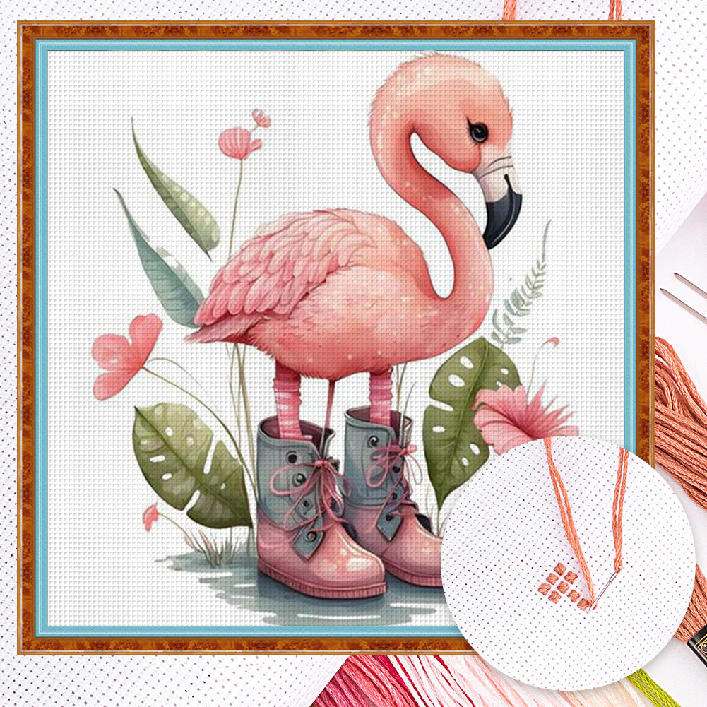 Flamingo - Full 18CT Counted Cross Stitch 20x20CM - Huacan