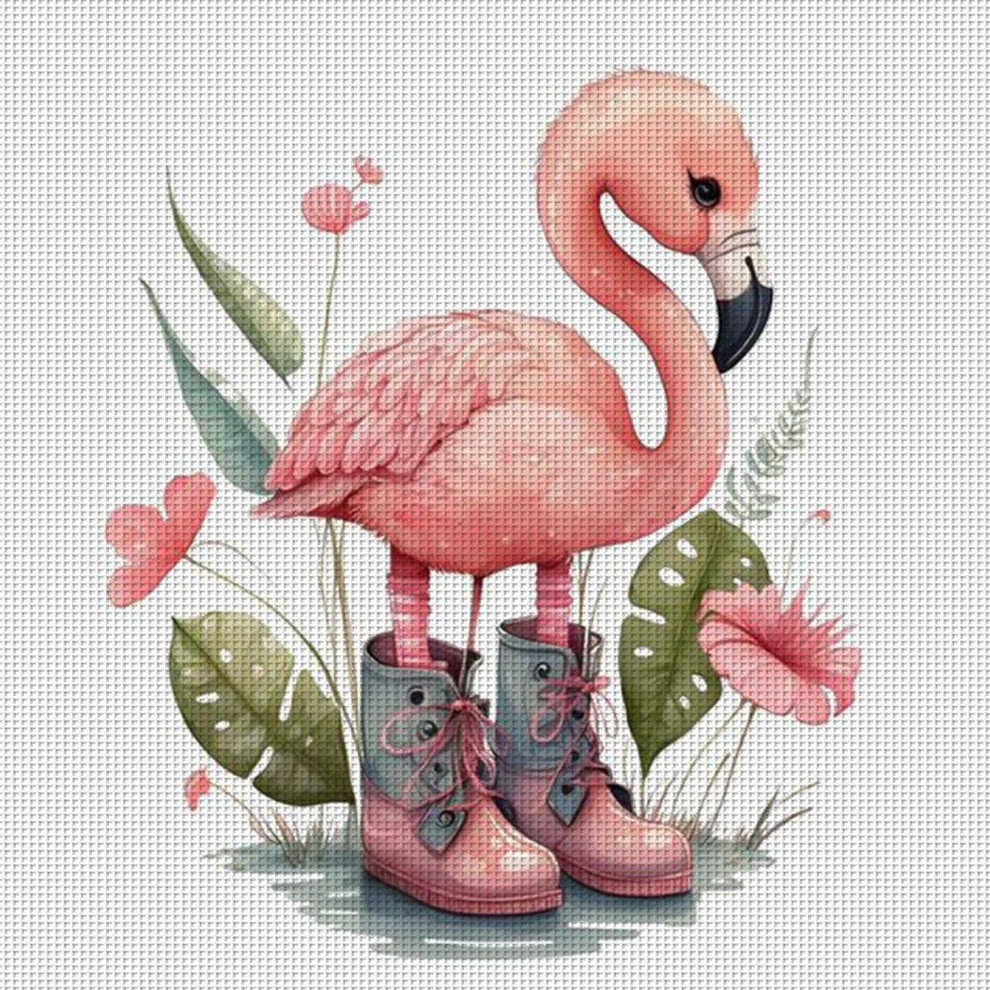 Flamingo - Full 18CT Counted Cross Stitch 20x20CM - Huacan