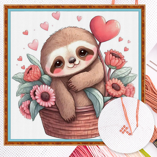 Sloth - Full 18CT Counted Cross Stitch 20x20CM - Huacan